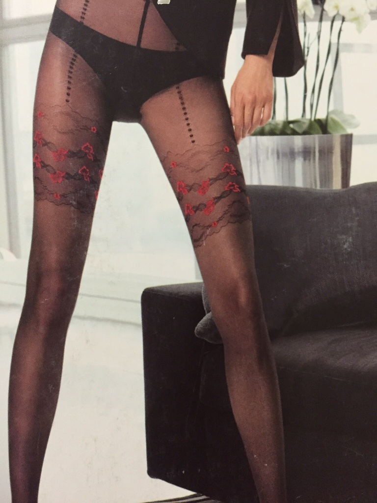 Колготки красные с имитацией чулок в сетку с узором Passion, S-XXL 04770 - Passion - Колготки, лосины, леггинсы - Купить