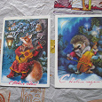 Отдается в дар 2 новогодние открытки, звери-музыканты, Исаков