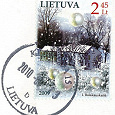Отдается в дар Новогодняя гашеная литовская марка 2009 г.