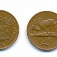 Отдается в дар ЮАР (Южная Африка) 2 центa 1975г.Антилопа Гну.