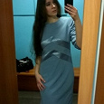 Отдается в дар Серо-голубое платье с атласными вставками 44 р-р