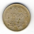 Отдается в дар Монета Турции 1.000 лир 1991 года.