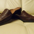 Отдается в дар Темно-коричневые кожаные туфли сабо на маленьком каблуке 4,5 см