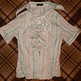 Отдается в дар блузка летняя женская, р-р 42, короткий рукав, белая с голубыми полосочками