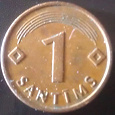 Отдается в дар Монета, Латвия, 1 сантимс, такая же как на фото, моя в кадр не берется.