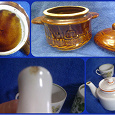 Отдается в дар Посуда — керамическая сахарница, заварочный чайник, чашка и бокальчик