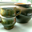 Отдается в дар керамика: горшочек и чашки