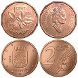 Отдается в дар Монеты: 1 цент Канада91, 10 копеек Украина11, 2 евроцента Латвия14.