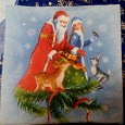 Отдается в дар салфетка с Дедом Морозом и Снегурочкой (на ХМ)