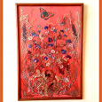 Отдается в дар Картина «Цветы и бабочка»