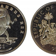 Отдается в дар Монета- 1 доллар Сьерра-Леоне «Тираннозавр Рекс»