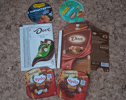 Благодарность за дар обертки от шоколада «Dove», картон и пластик