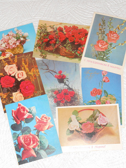 Отдается в дар «Открытки СССР цветы — композиции из роз и пр.»