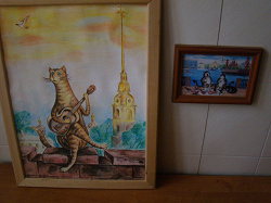 Отдается в дар «картина с питерским котом в деревянной рамке»