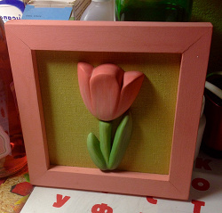 Отдается в дар «Картина с объемным тюльпаном»