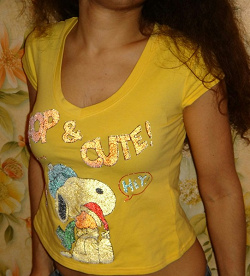 Отдается в дар «жёлтая футболка Snoopy 42-44 жен. Москва»