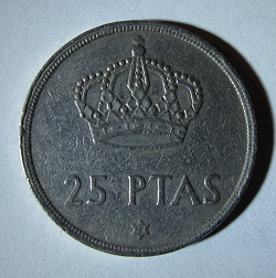 Отдается в дар «монета Испании 25 песет 1975»