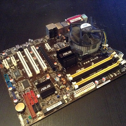Отдается в дар «Материнская плата Asus P5B-Plus с процессором Core 2 Duo E6750»
