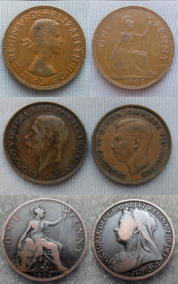 Отдается в дар «Англия. 1 пенни 1946 и 1965 года.»