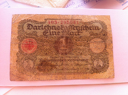 Отдается в дар «Банкнота 1 марка 1920 года»