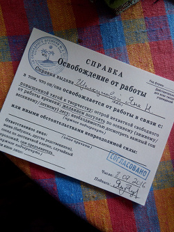 Отдается в дар «справка освобождения от работы»