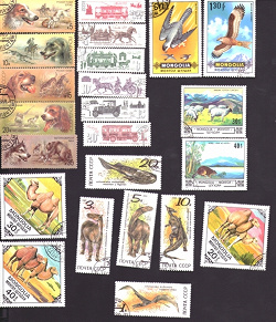 Отдается в дар «Ископаемые животные. Почтовые марки СССР.»