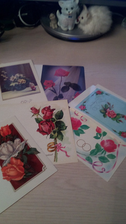 Отдается в дар «открытки советские. Цветы рисунком. Чистые»