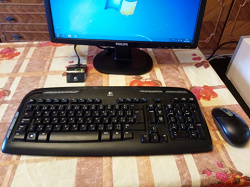 Отдается в дар «Клавиатура и мышь Logitech Cordless Desktop EX 110 USB+PS/2»