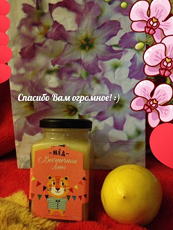 Отдается в дар «Липовый мёд пасеки Гутаповых 320 гр + лимон-витаминка»