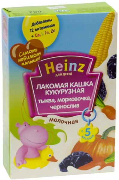 Heinz лакомая каша кукурузная тыква чернослив морковочка