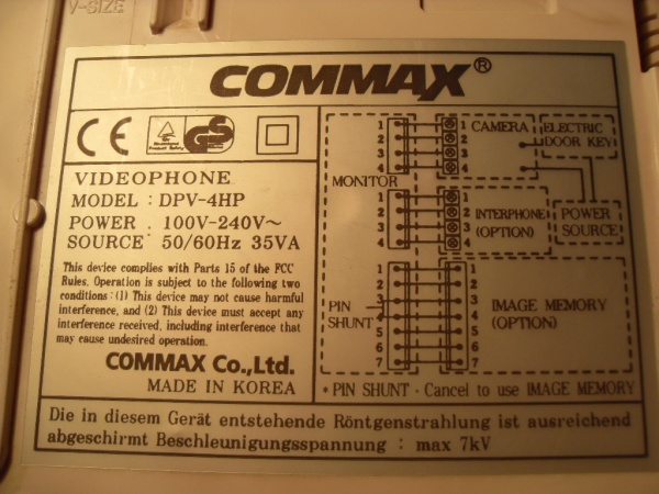 Видеодомофон commax dpv 4hp инструкция схема подключения