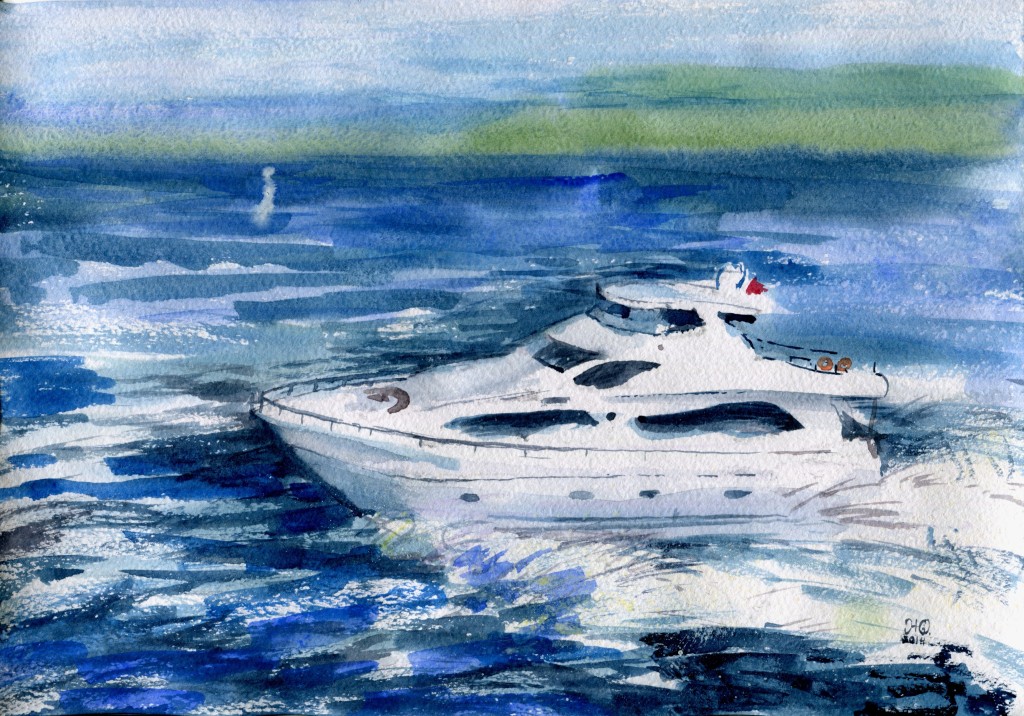 Яхта в море рисунок