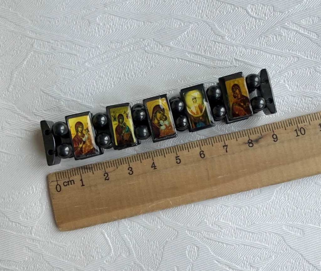 Православный браслет с иконами, браслет из магнитного гематита в дар ...