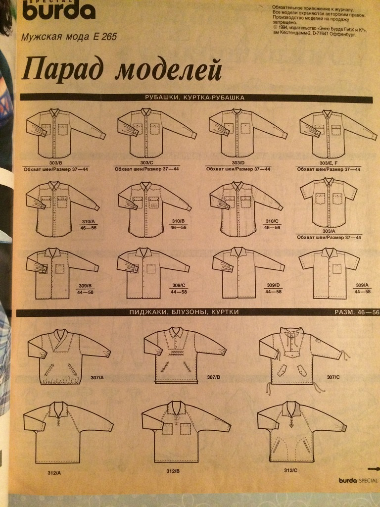 Журналы с выкройками мужской одежды