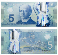 Отдается в дар Банкнота Канада 5 долларов.