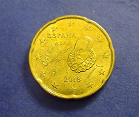 Отдается в дар Монета 20 центов, Испания, 2018