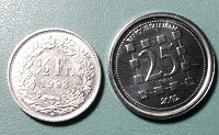 Отдается в дар Монеты Швейцарии и Ливана