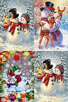 Отдается в дар Наклейки «Рождественские снеговики».