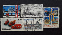 Отдается в дар Техника и транспорт на почтовых марках Дании и Норвегии.