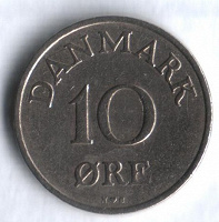 Отдается в дар Монета Дания 10 эре (1954)