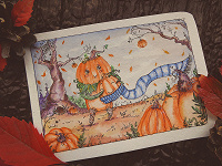 Отдается в дар Акварельная открытка к Хэллоуину