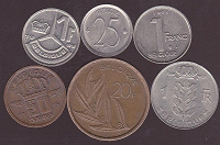 Отдается в дар 6 монет Бельгии