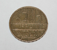 Отдается в дар Mонета Франция 10 франков 1976г