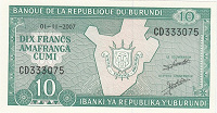 Отдается в дар 10 франков Бурунди