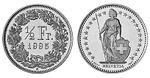 Отдается в дар Швейцарские монеты — франк 1 и 1\2.; 10 и 20 рапов