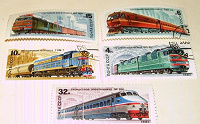 Отдается в дар Почтовые марки Железнодорожный транспорт.