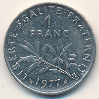 Отдается в дар 1 франк Франции (пятая республика)