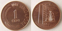 Отдается в дар Сингапур. 1 цент 1981 г.
