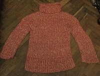 Отдается в дар Красный рябой вязанный свитер (Мой хенд-мейд))