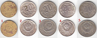 Отдается в дар 5 монет СССР ( 1931-1957гг)